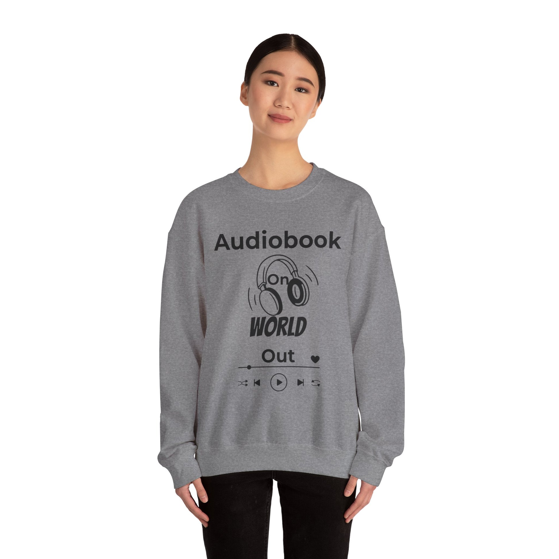 Audiobook Lover's Crewneck Sweatshirt, Cozy Gift for Bookworms, Relaxing Hoodie for Readers, Perfect for Holidays, Unisex Literary Apparel