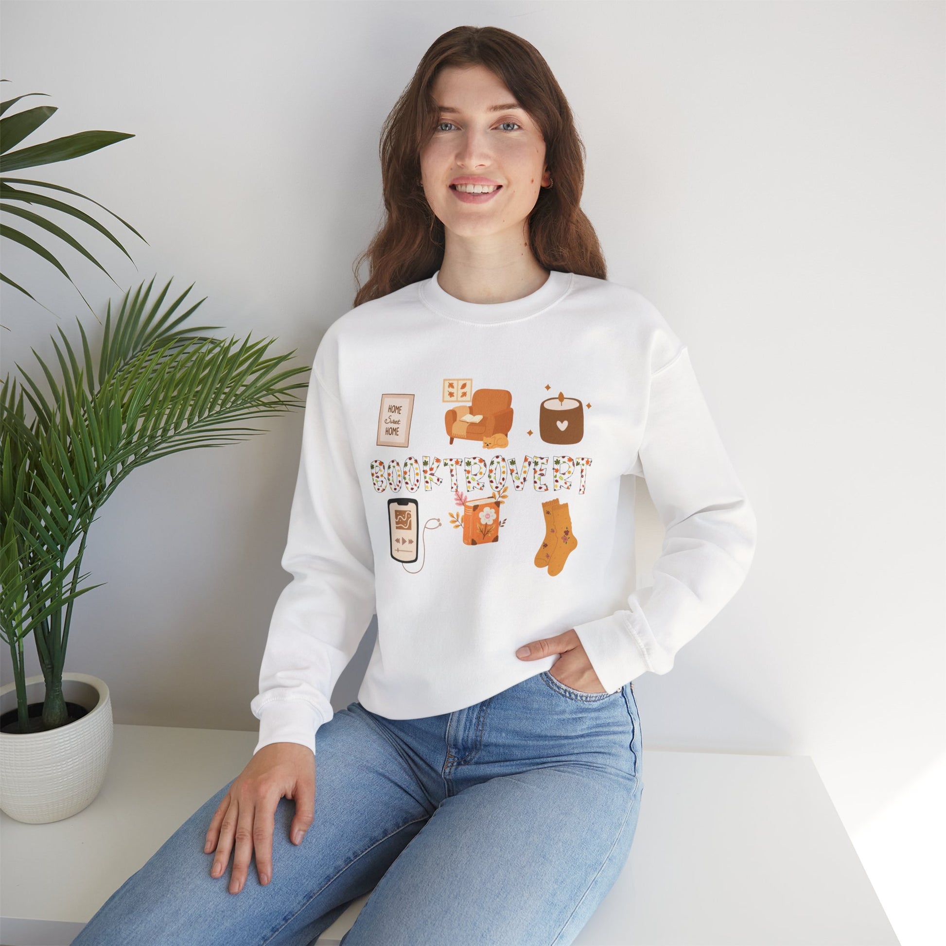 Cozy Booktrovert-Themed Crewneck Sweatshirt - Perfect for Home, Gifts, Birthdays, or Chill Days, Cute & Comfy!