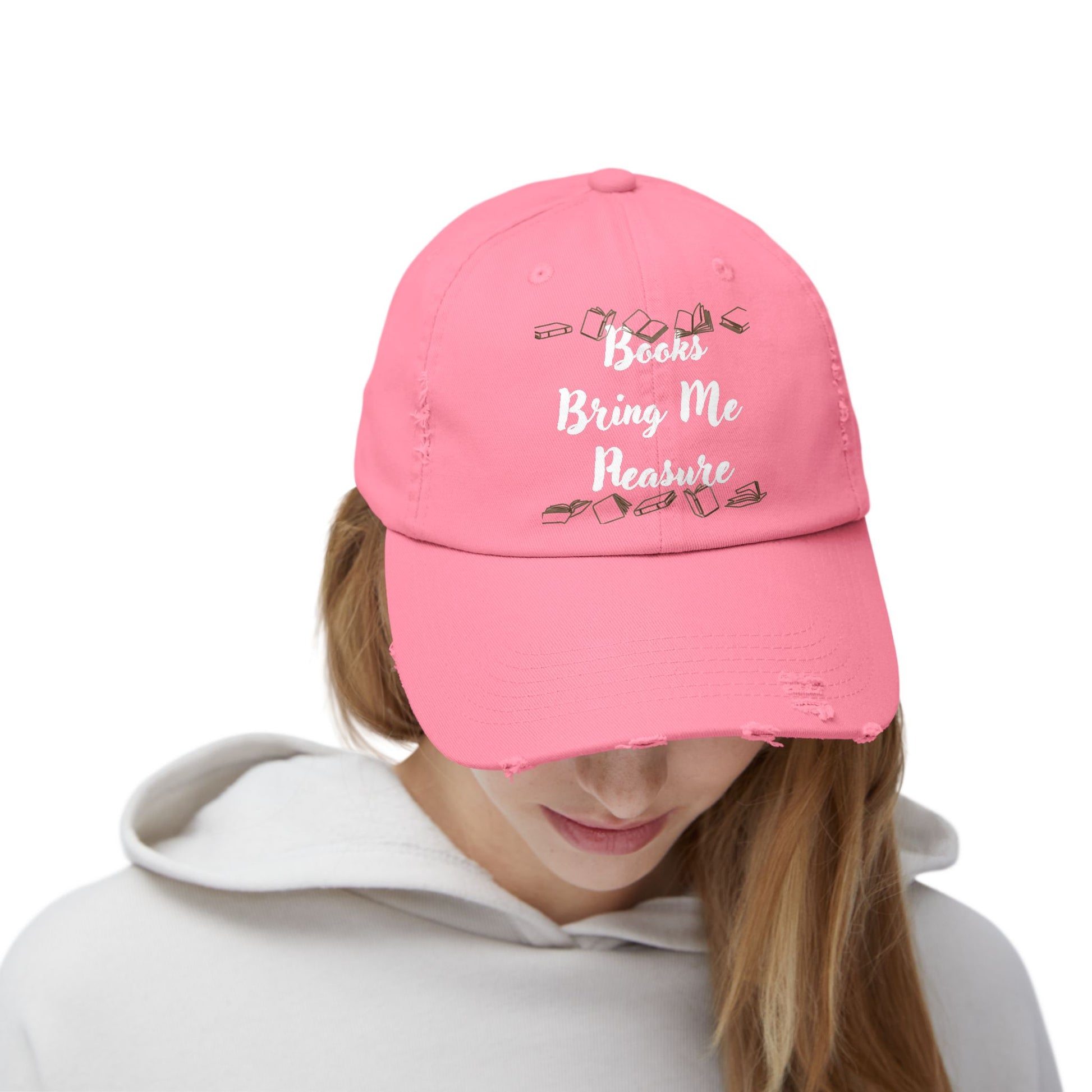 Books Bring Me Pleasure Distressed Cap — Reading Lover Baseball Hat