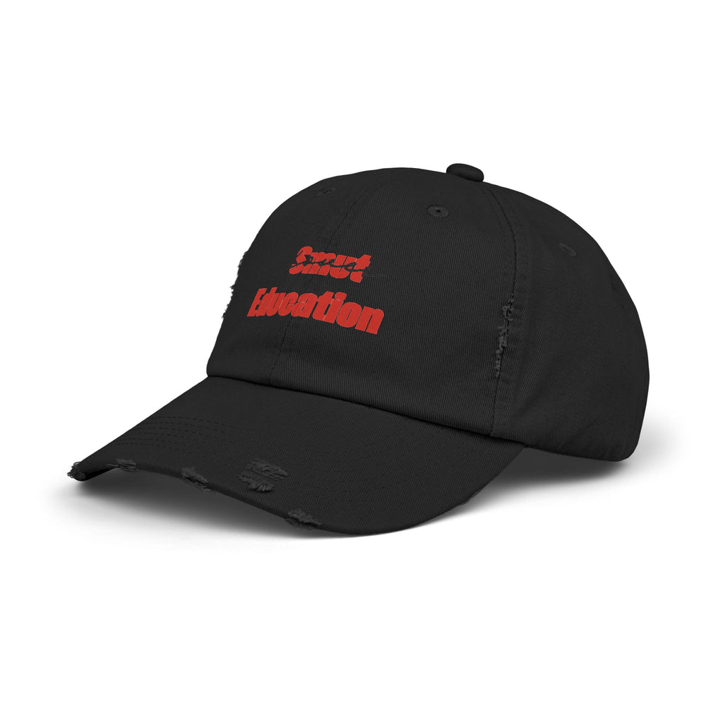 Black & Red 'Smut Education Lover' Distressed Cap — Vintage Style Baseball Hat