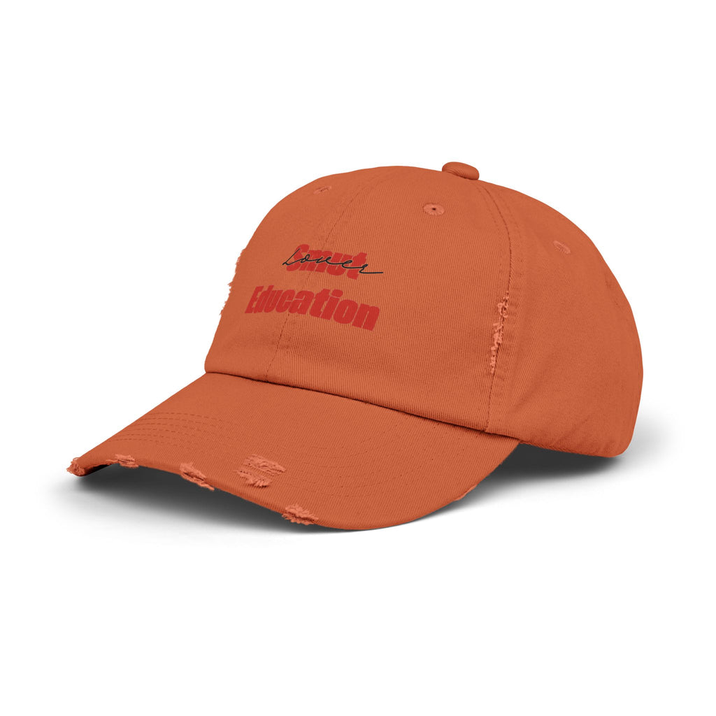 Black & Red 'Smut Education Lover' Distressed Cap — Vintage Style Baseball Hat