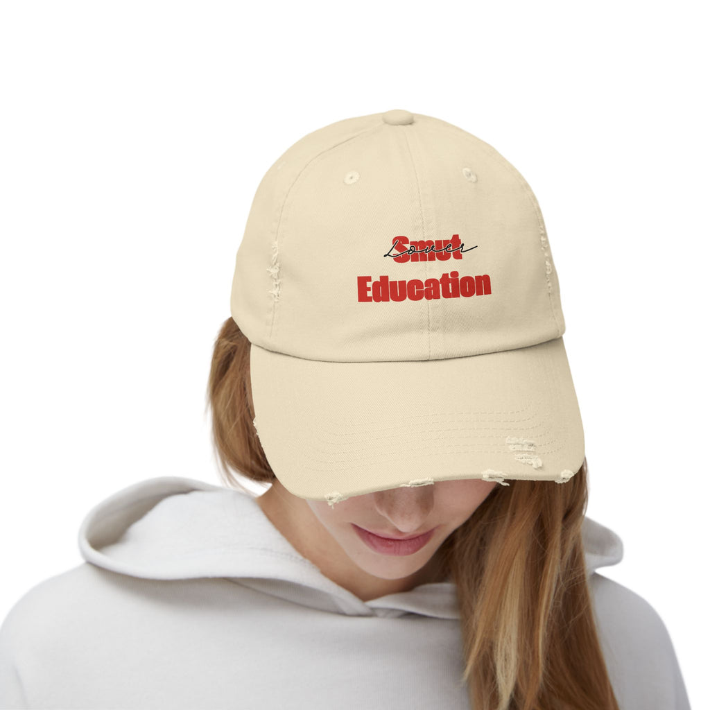 Black & Red 'Smut Education Lover' Distressed Cap — Vintage Style Baseball Hat