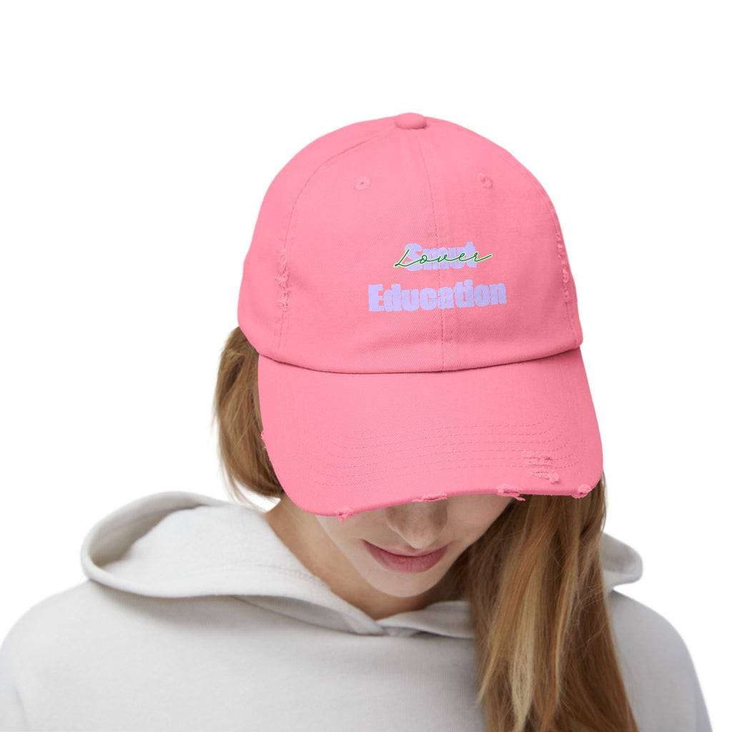 Pastel 'Smut Education Lover' Distressed Cap — Vintage Style Baseball Hat