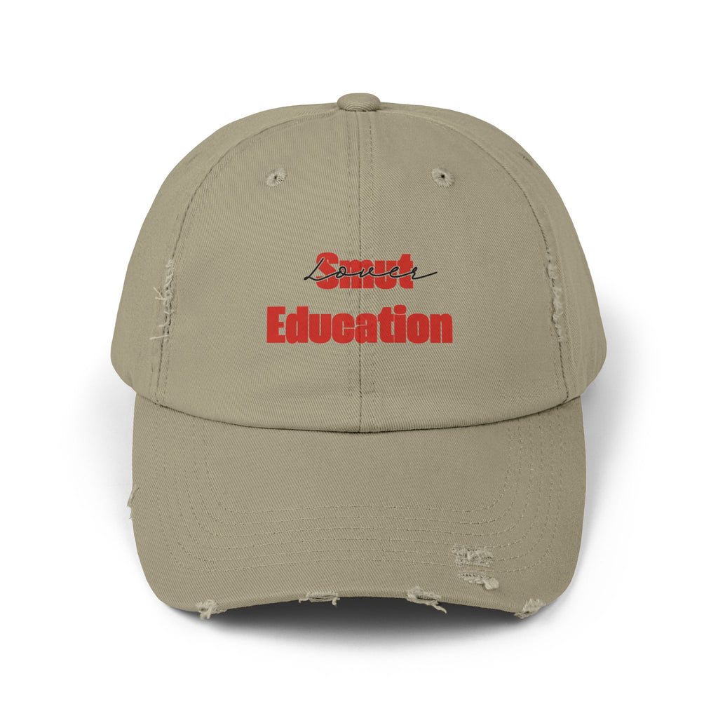 Black & Red 'Smut Education Lover' Distressed Cap — Vintage Style Baseball Hat