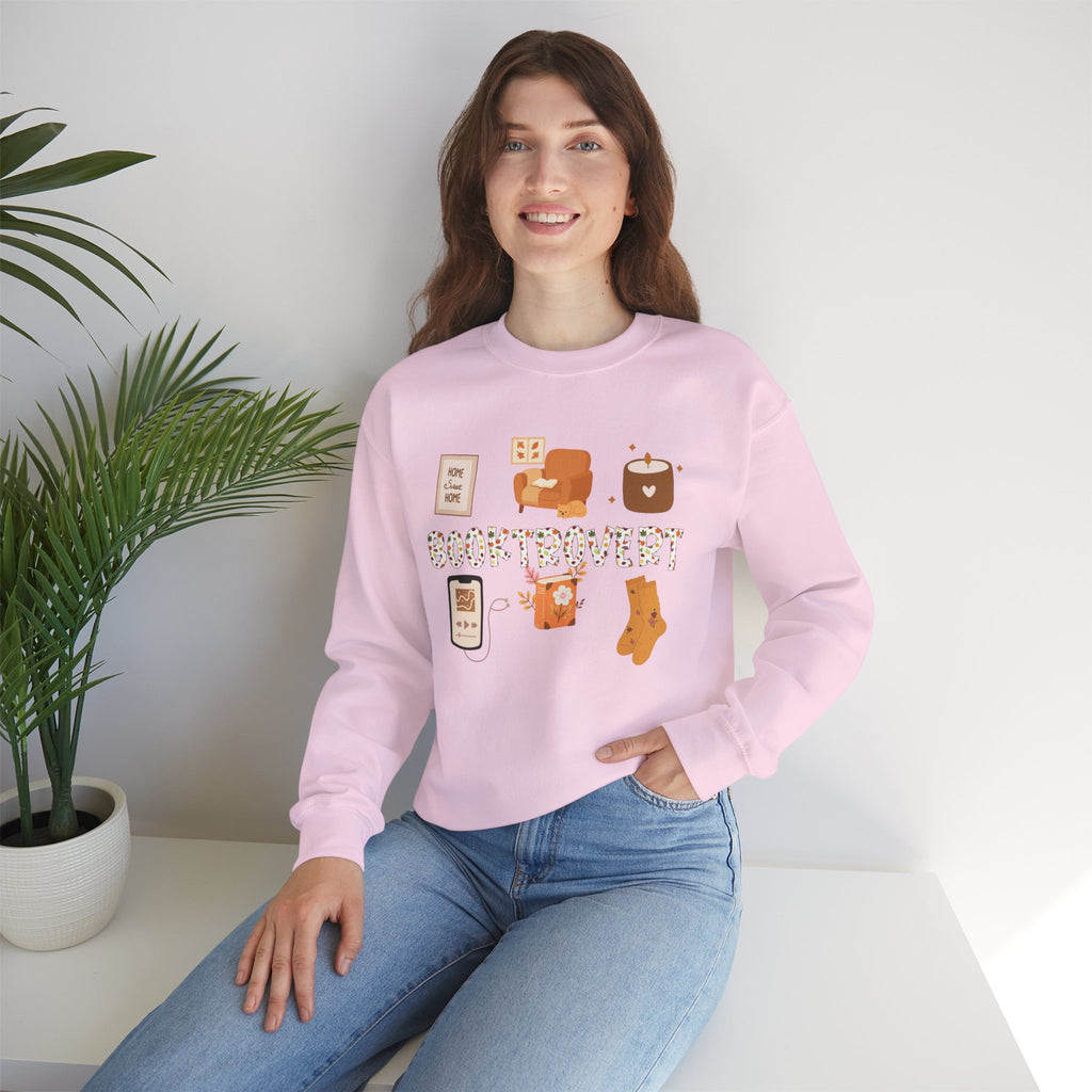 Cozy Booktrovert-Themed Crewneck Sweatshirt - Perfect for Home, Gifts, Birthdays, or Chill Days, Cute & Comfy!