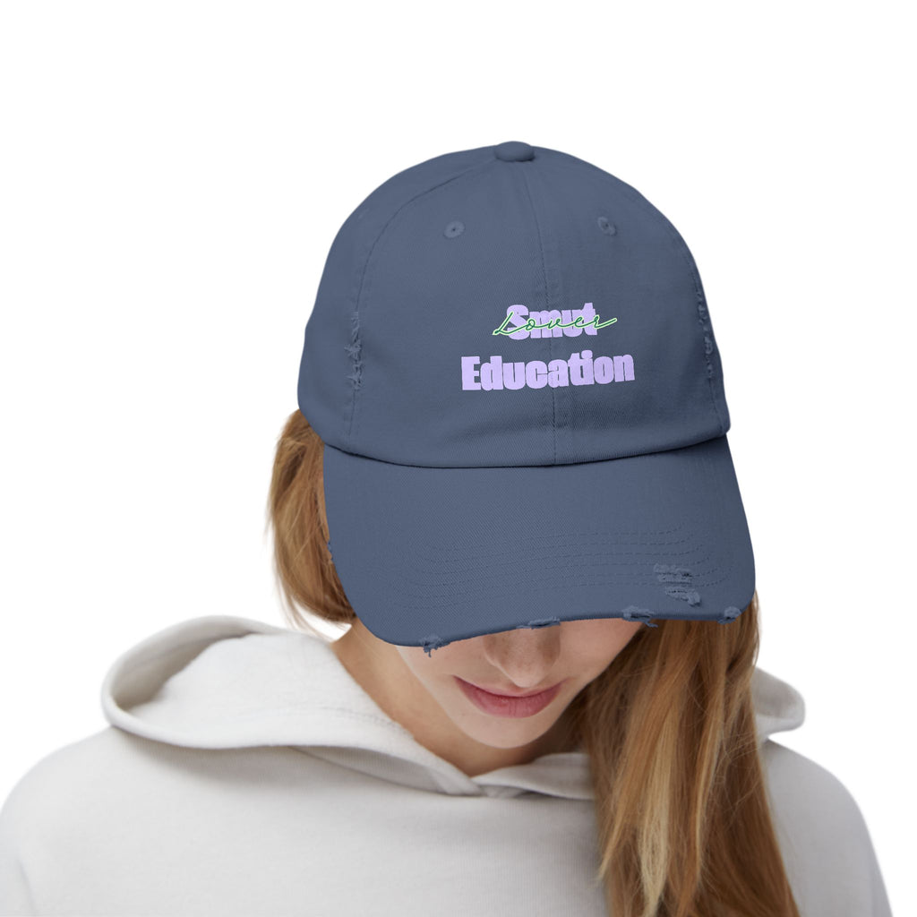 Pastel 'Smut Education Lover' Distressed Cap — Vintage Style Baseball Hat