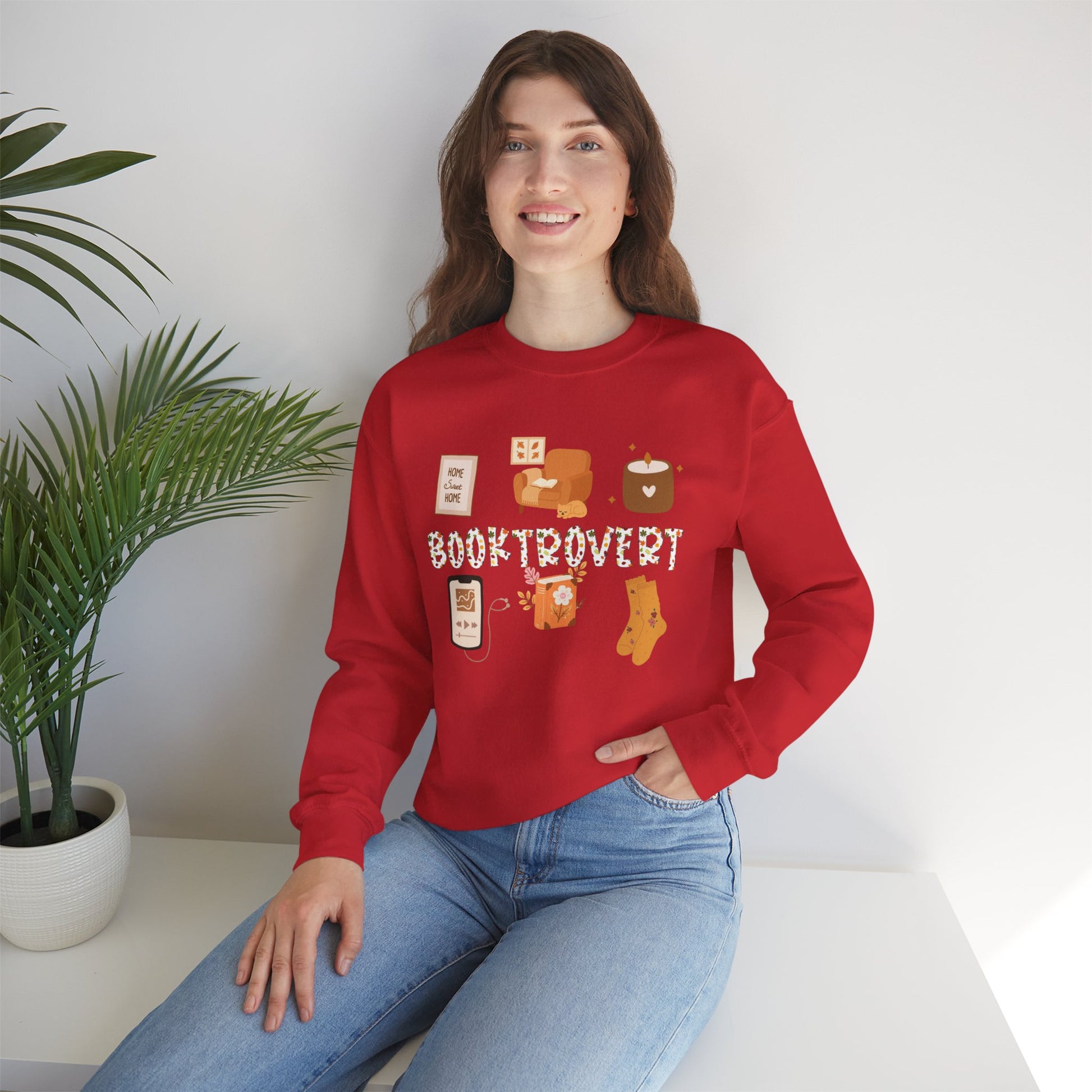 Cozy Booktrovert-Themed Crewneck Sweatshirt - Perfect for Home, Gifts, Birthdays, or Chill Days, Cute & Comfy!