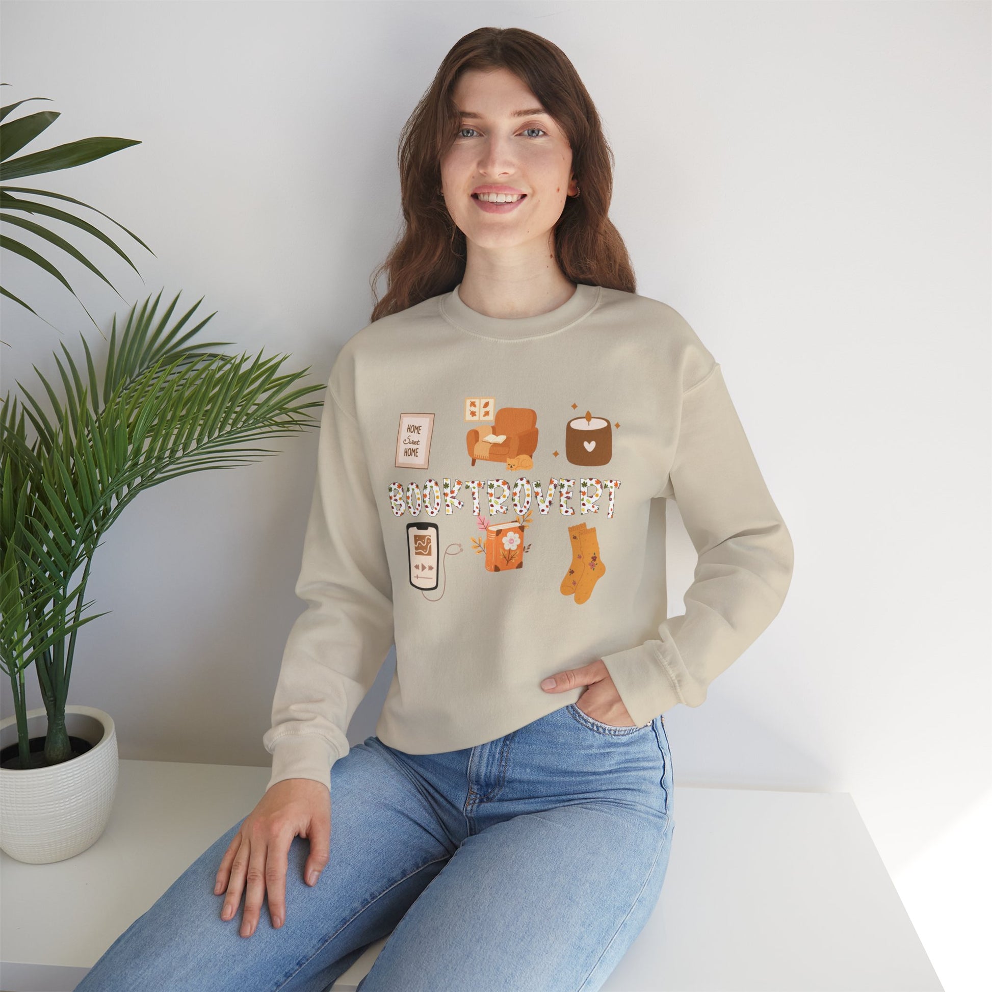 Cozy Booktrovert-Themed Crewneck Sweatshirt - Perfect for Home, Gifts, Birthdays, or Chill Days, Cute & Comfy!