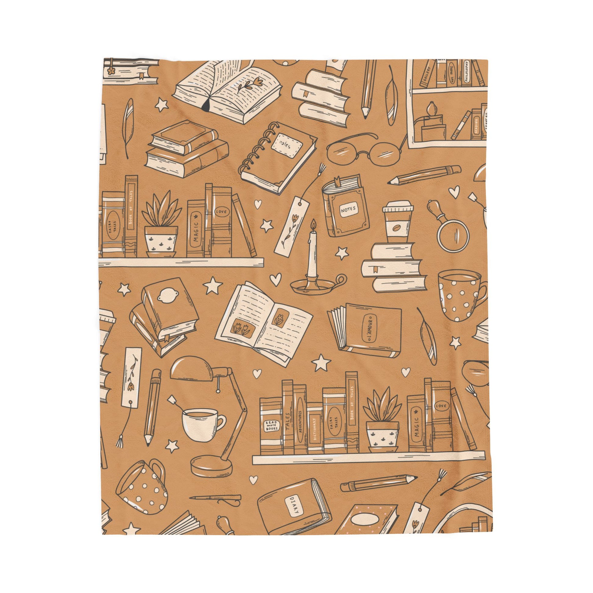 Cozy Reading Bookshelf Velveteen Plush Blanket, Book Lover Gift, Warm Blanket for Home Decor, Cozy Sofa Throw, Perfect for Winter and Holidays