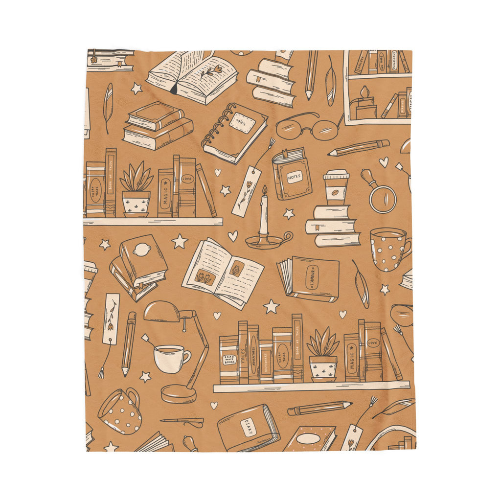 Cozy Reading Bookshelf Velveteen Plush Blanket, Book Lover Gift, Warm Blanket for Home Decor, Cozy Sofa Throw, Perfect for Winter and Holidays