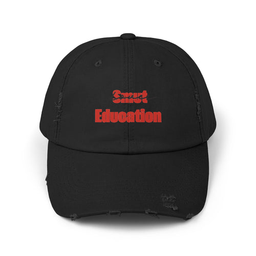 Black & Red 'Smut Education Lover' Distressed Cap — Vintage Style Baseball Hat