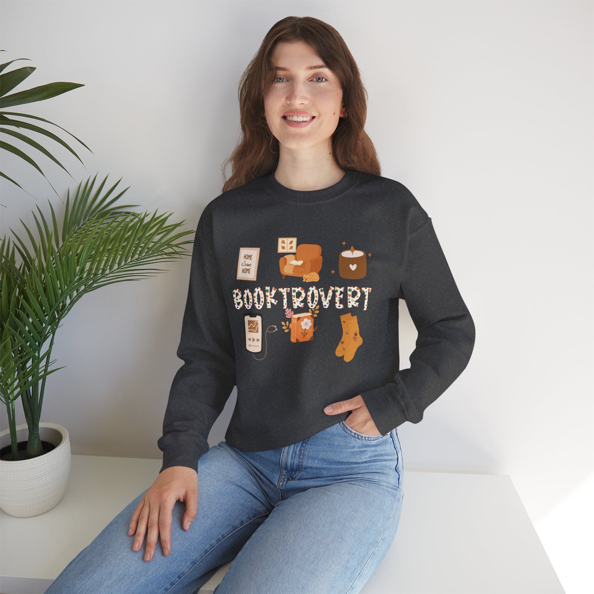 Cozy Booktrovert-Themed Crewneck Sweatshirt - Perfect for Home, Gifts, Birthdays, or Chill Days, Cute & Comfy!