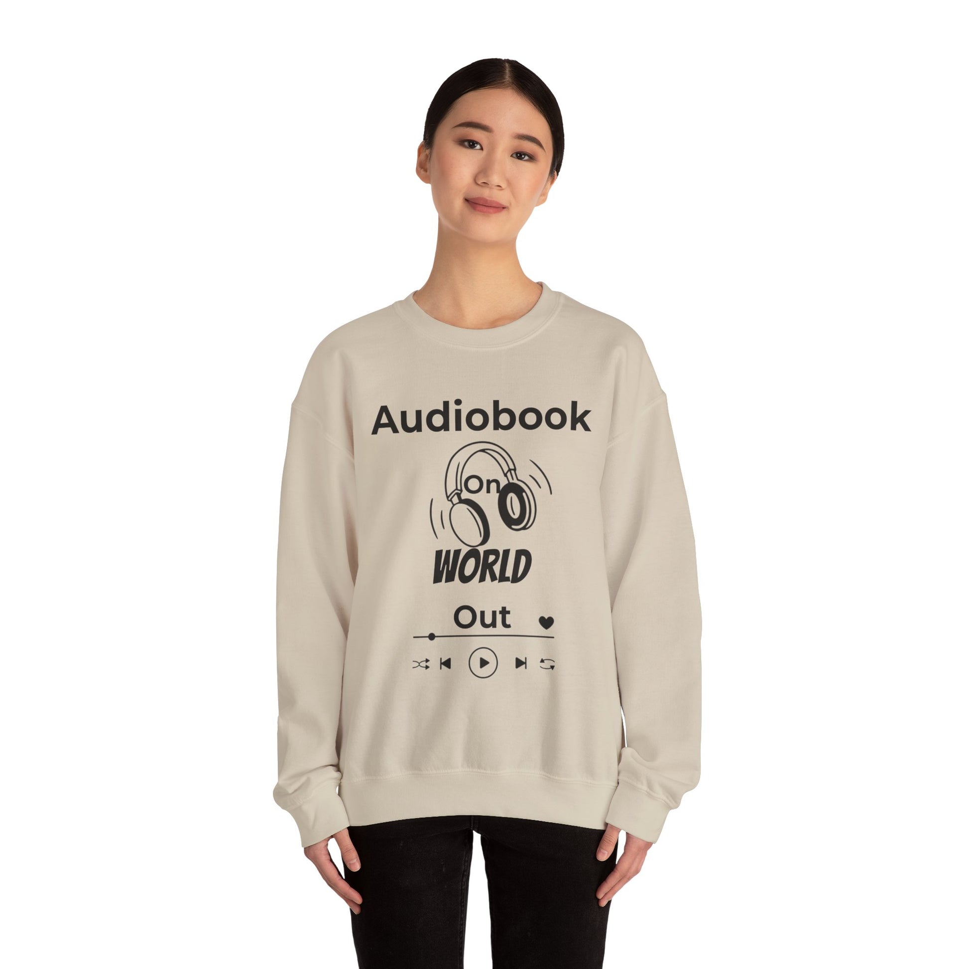 Audiobook Lover's Crewneck Sweatshirt, Cozy Gift for Bookworms, Relaxing Hoodie for Readers, Perfect for Holidays, Unisex Literary Apparel