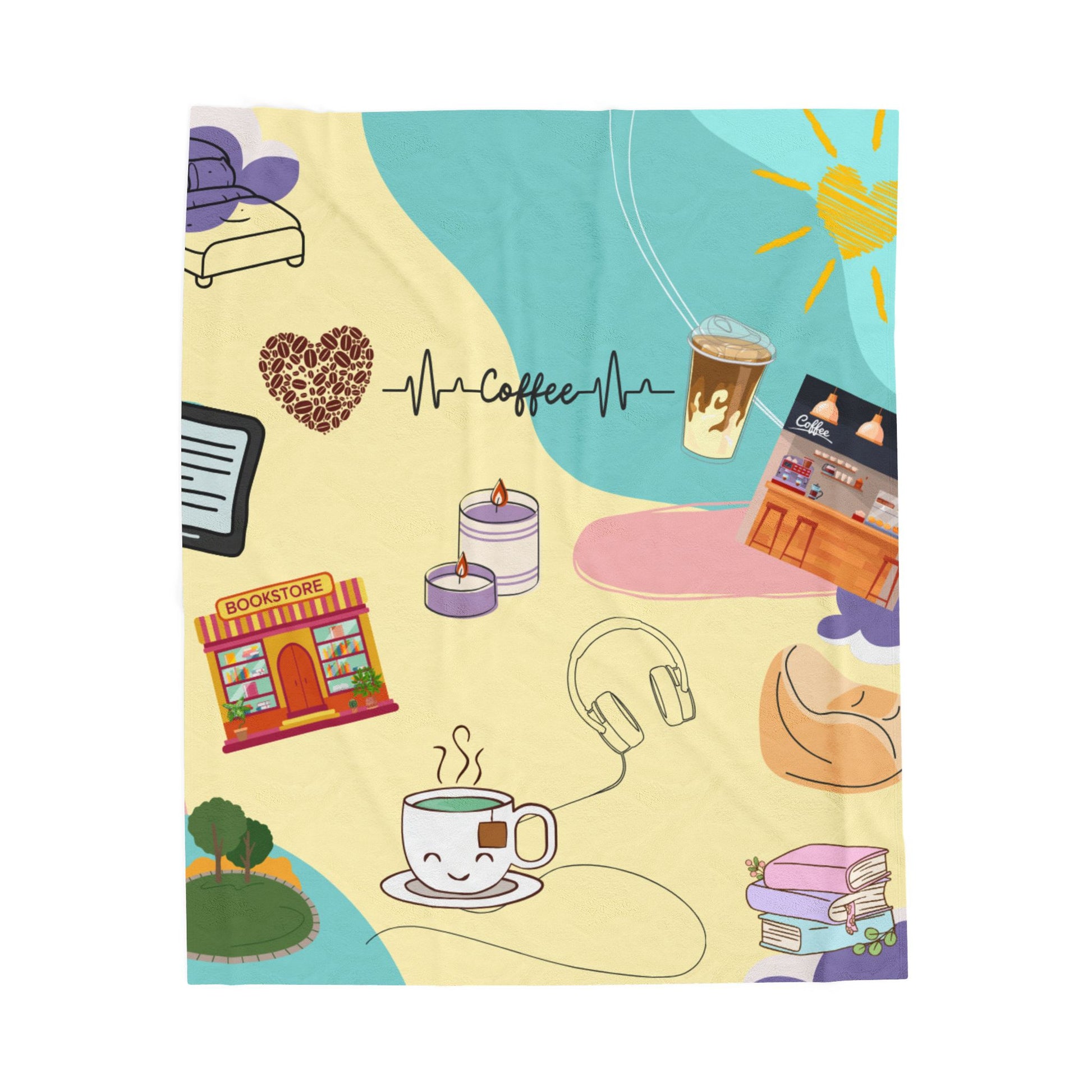 Cozy Velveteen Plush Book Girlie Blanket, Soft Throw for Home, Warm Decorative Accent, Perfect Gift for Coffee Lovers, Ideal for Couch and Bed