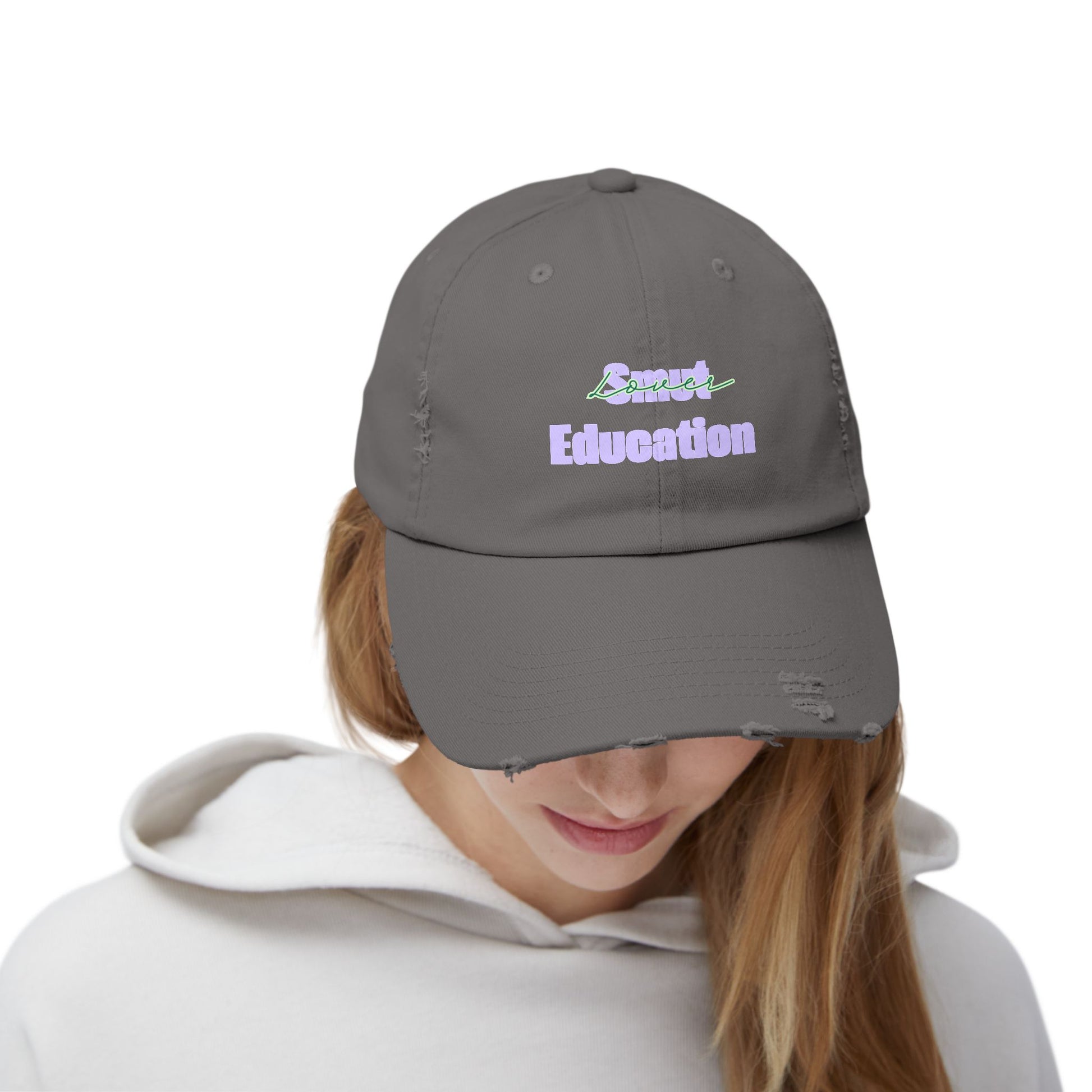 Pastel 'Smut Education Lover' Distressed Cap — Vintage Style Baseball Hat