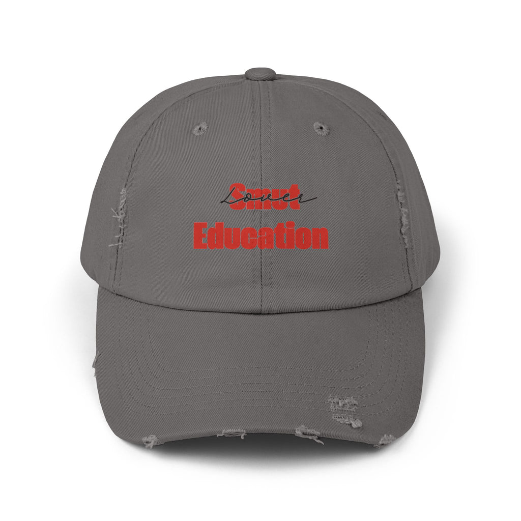 Black & Red 'Smut Education Lover' Distressed Cap — Vintage Style Baseball Hat