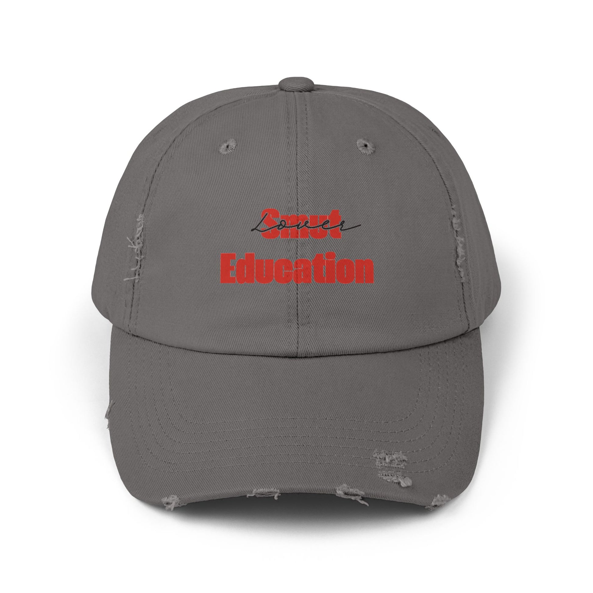 Black & Red 'Smut Education Lover' Distressed Cap — Vintage Style Baseball Hat