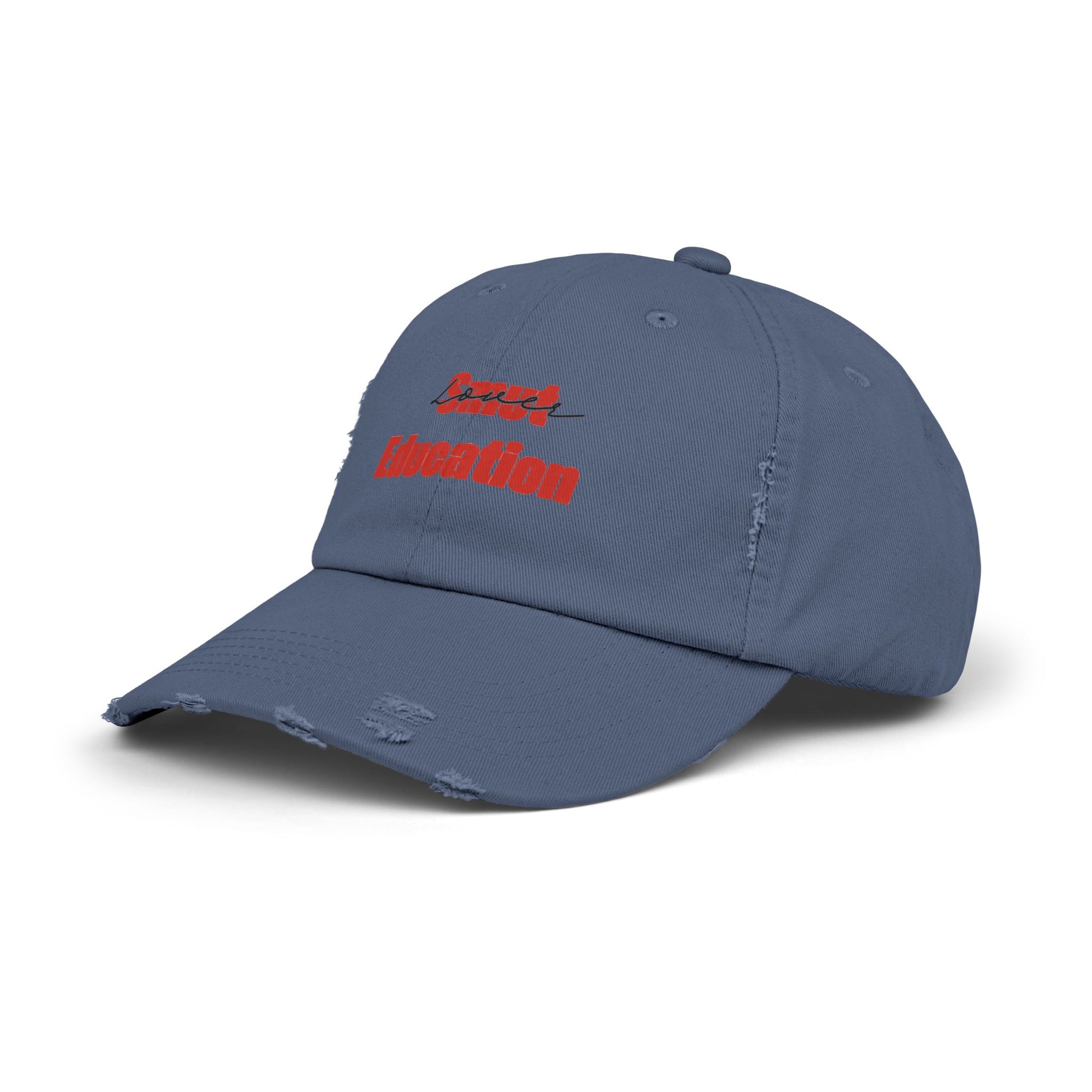 Black & Red 'Smut Education Lover' Distressed Cap — Vintage Style Baseball Hat