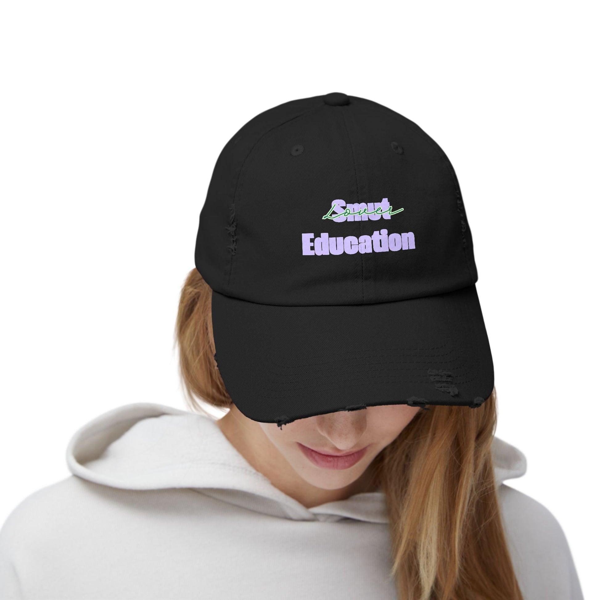 Pastel 'Smut Education Lover' Distressed Cap — Vintage Style Baseball Hat