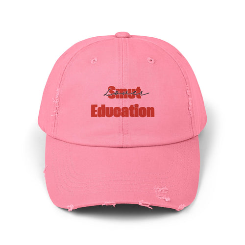 Black & Red 'Smut Education Lover' Distressed Cap — Vintage Style Baseball Hat