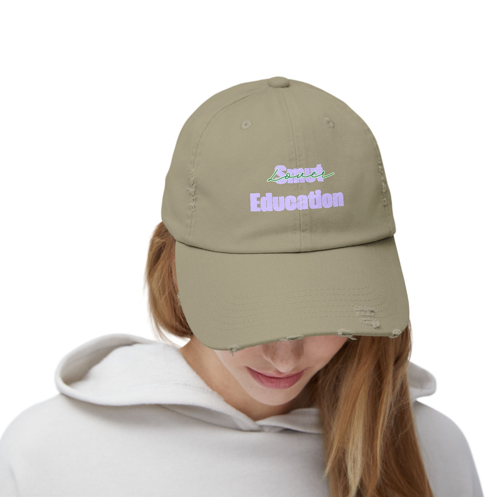 Pastel 'Smut Education Lover' Distressed Cap — Vintage Style Baseball Hat