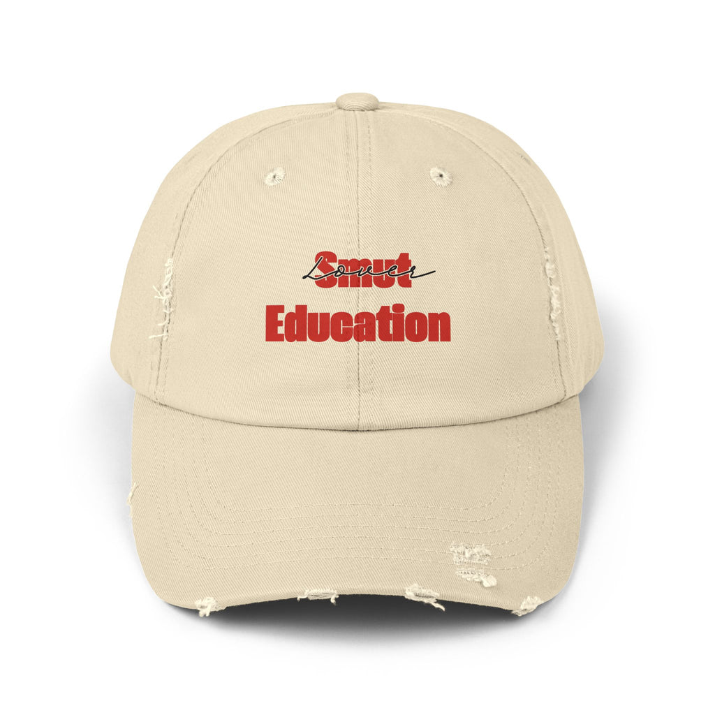 Black & Red 'Smut Education Lover' Distressed Cap — Vintage Style Baseball Hat