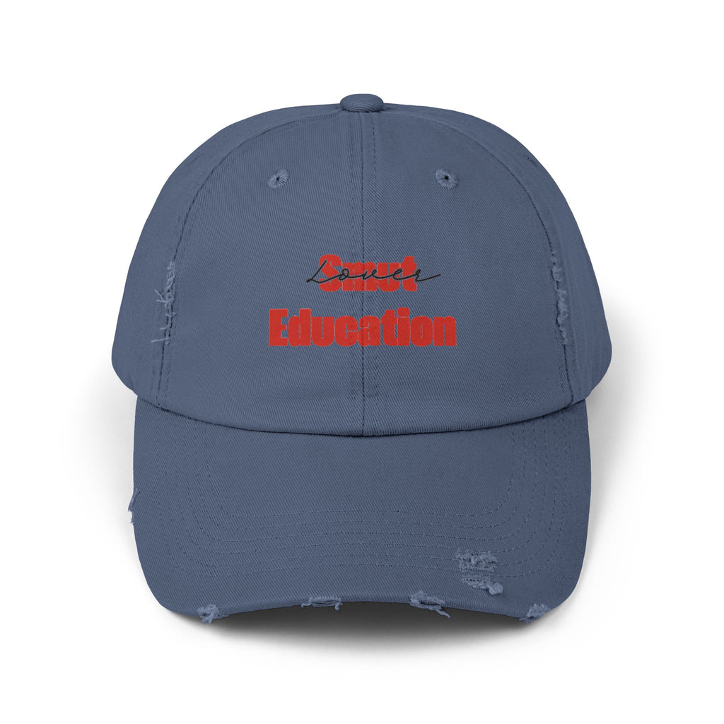 Black & Red 'Smut Education Lover' Distressed Cap — Vintage Style Baseball Hat