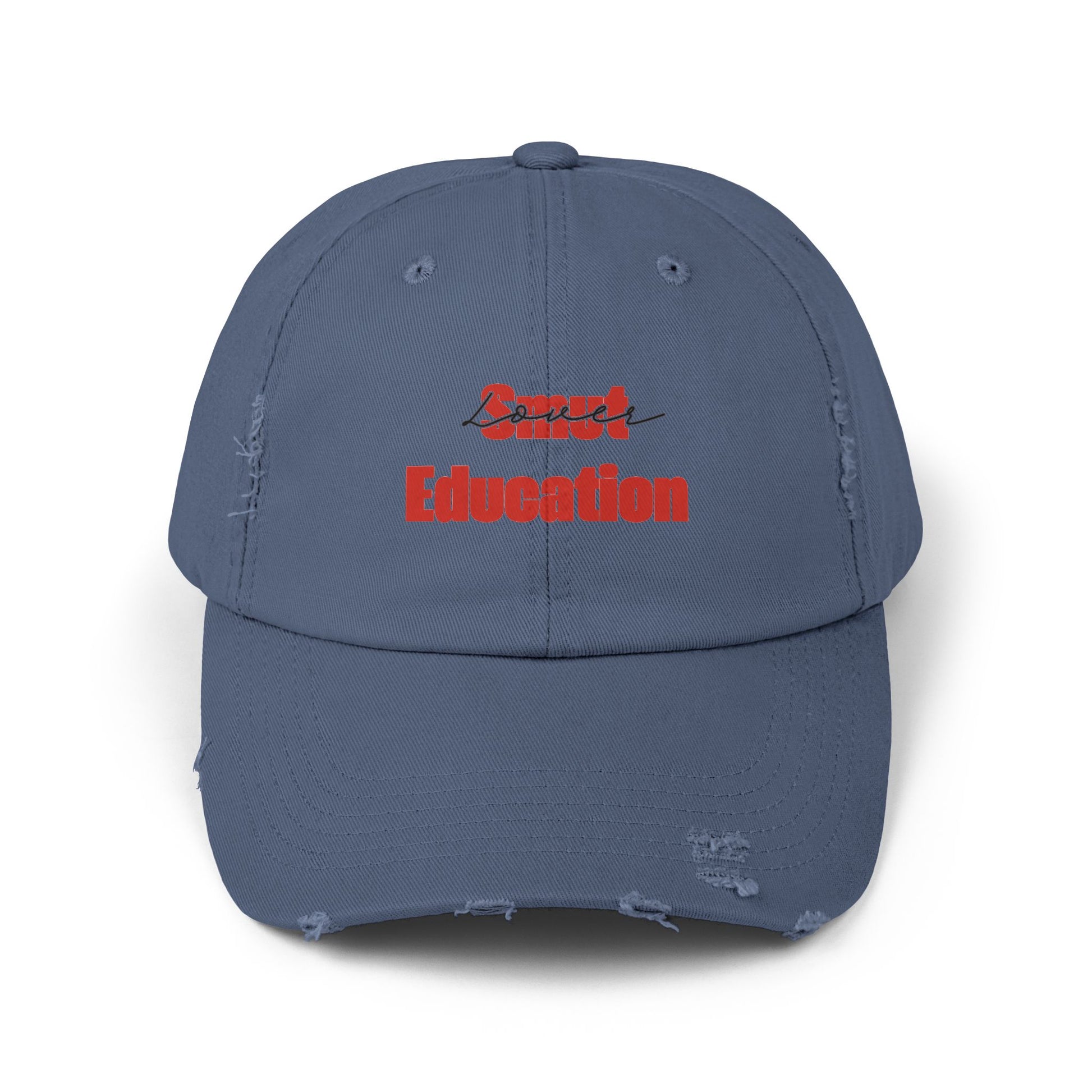 Black & Red 'Smut Education Lover' Distressed Cap — Vintage Style Baseball Hat