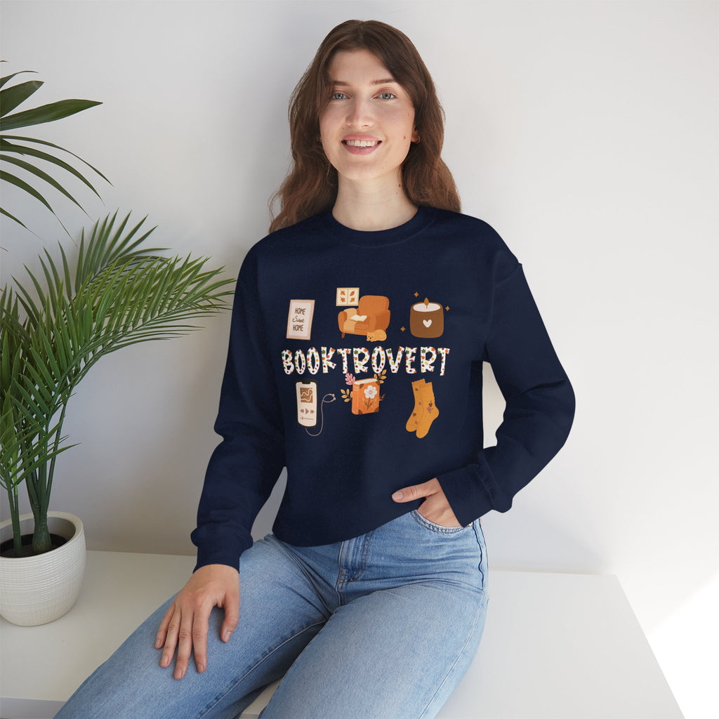 Cozy Booktrovert-Themed Crewneck Sweatshirt - Perfect for Home, Gifts, Birthdays, or Chill Days, Cute & Comfy!
