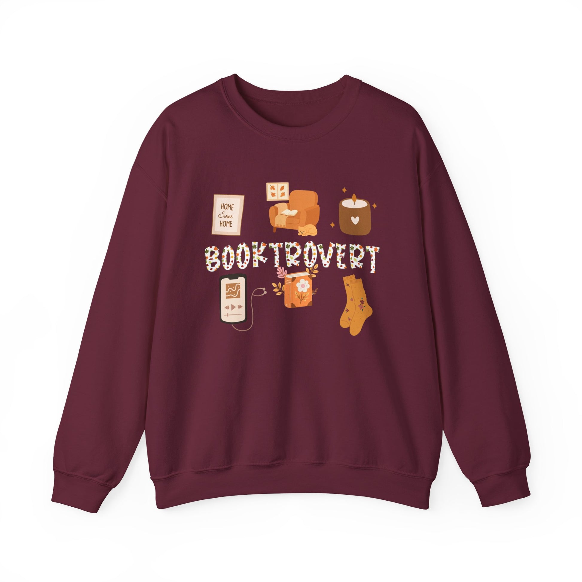 Cozy Booktrovert-Themed Crewneck Sweatshirt - Perfect for Home, Gifts, Birthdays, or Chill Days, Cute & Comfy!