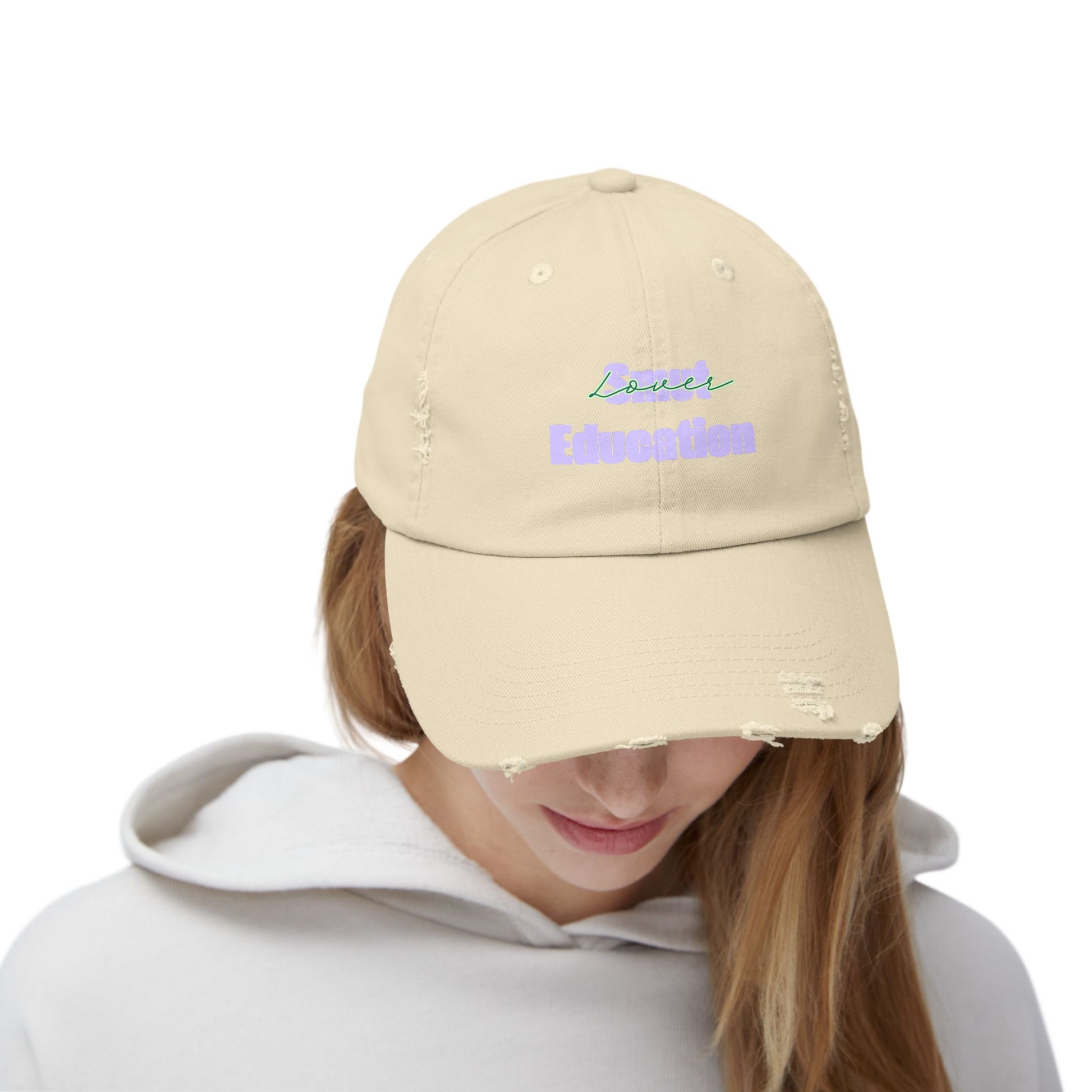 Pastel 'Smut Education Lover' Distressed Cap — Vintage Style Baseball Hat