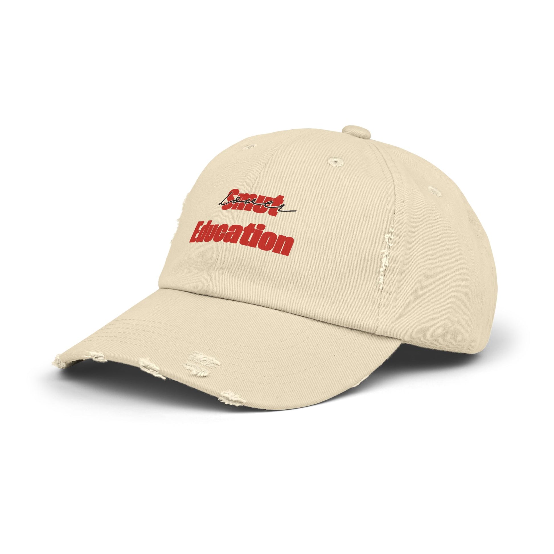 Black & Red 'Smut Education Lover' Distressed Cap — Vintage Style Baseball Hat