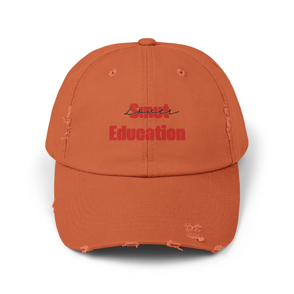 Black & Red 'Smut Education Lover' Distressed Cap — Vintage Style Baseball Hat