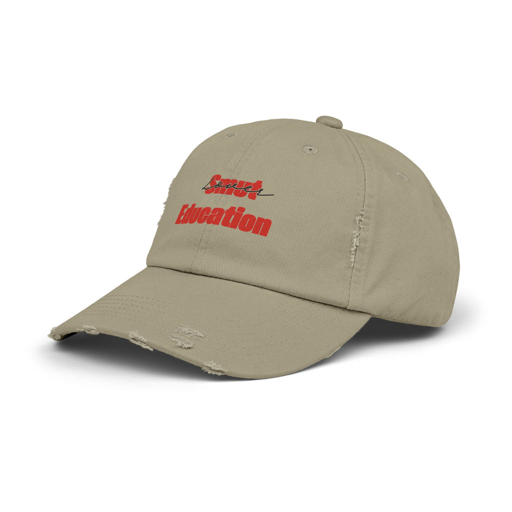 Black & Red 'Smut Education Lover' Distressed Cap — Vintage Style Baseball Hat